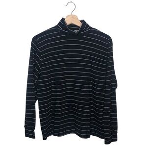 VINTAGE 90s Jones New York Sport Black Long Sleeve Striped Turtleneck Top